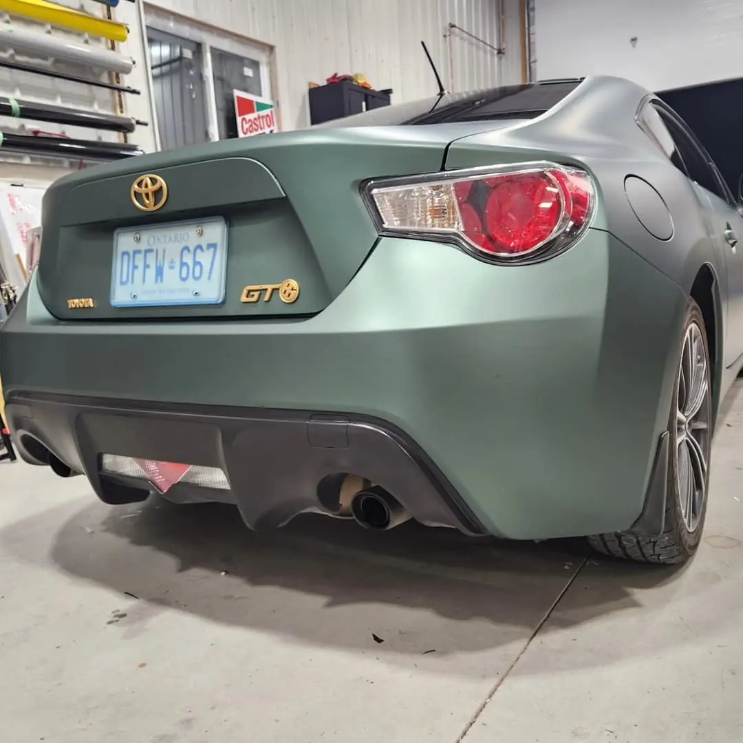 Toyota 86 wrapped in satin green