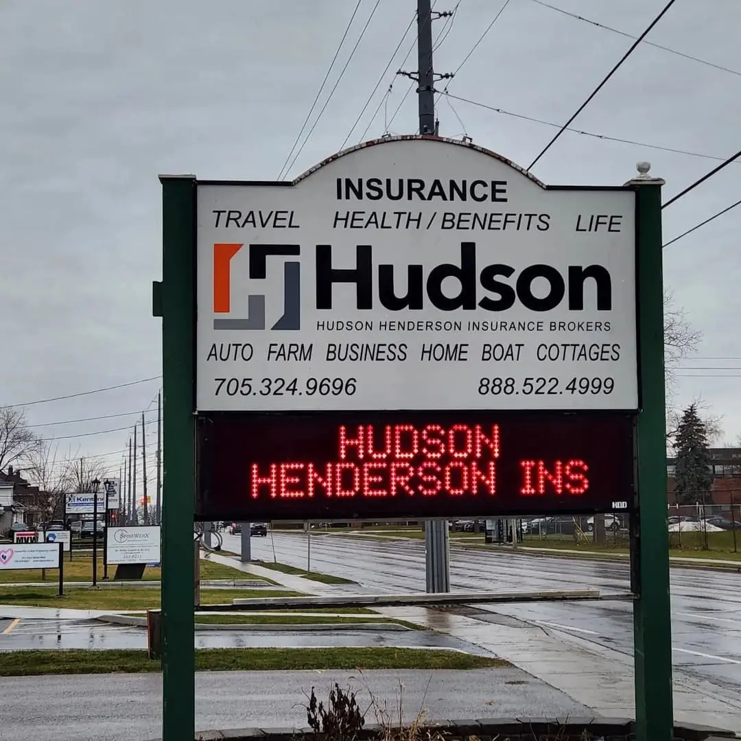 Hudson Insurance road sign