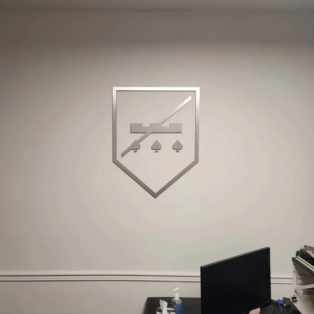 Dimensional logo and lettering on an office wall for Gemmill Johnston Jeffries