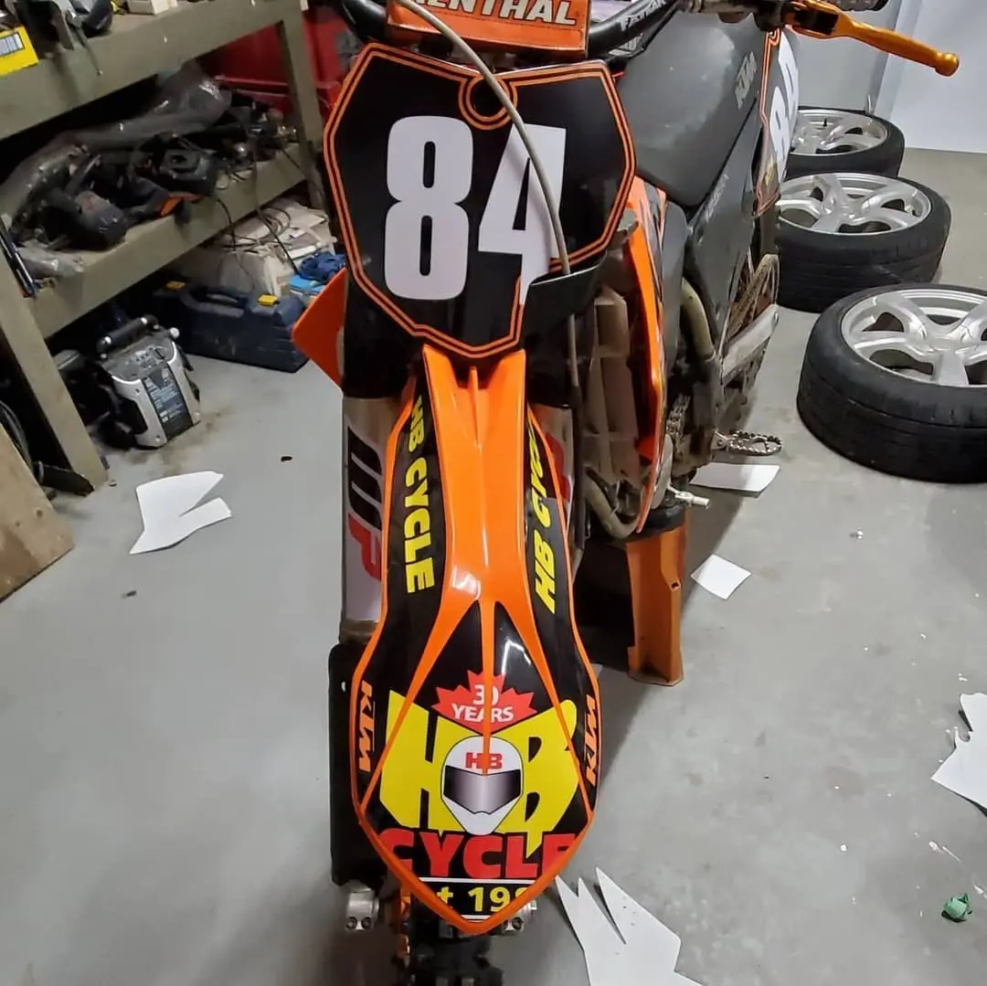 KTM dirt bike #84 with custom graphics
