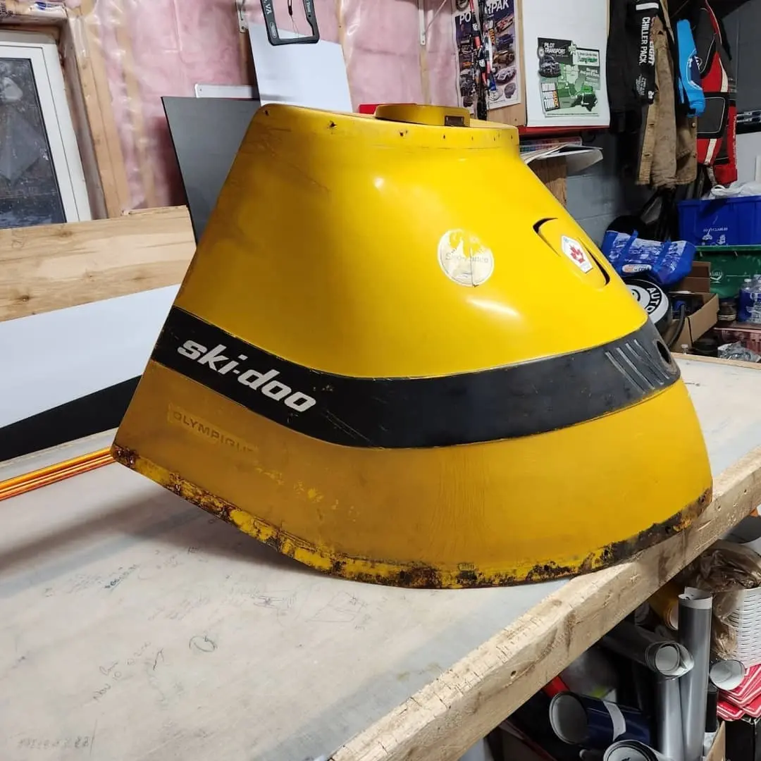 Ski-Doo hood wrapped in yellow and black