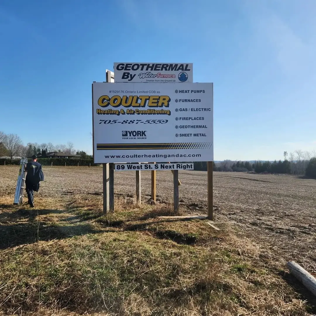 Coulter Heating aluminum billboards in Fenelon Falls