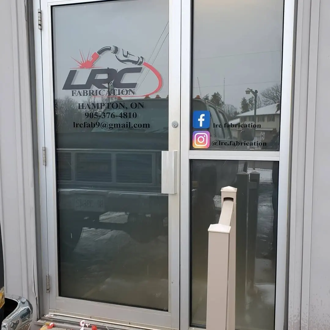 Logo decals on office glass doors
