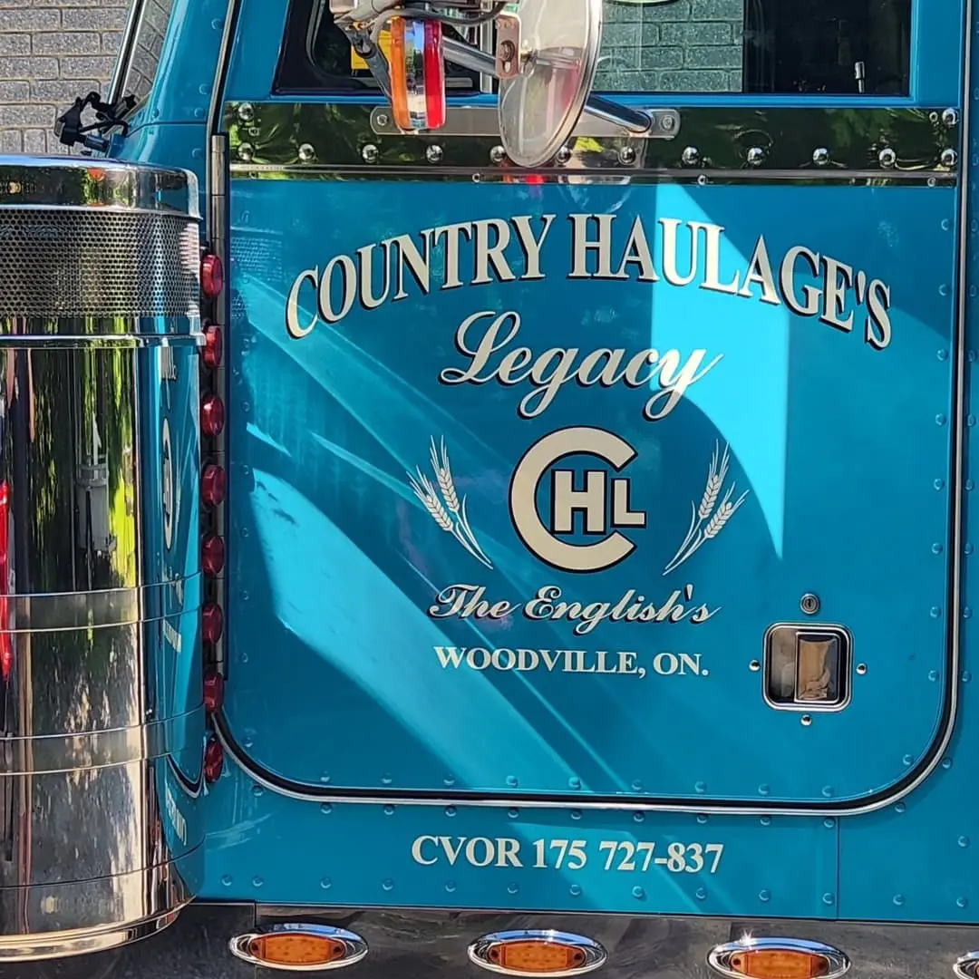 Blue Peterbilt with Country Haulage's Legacy lettering