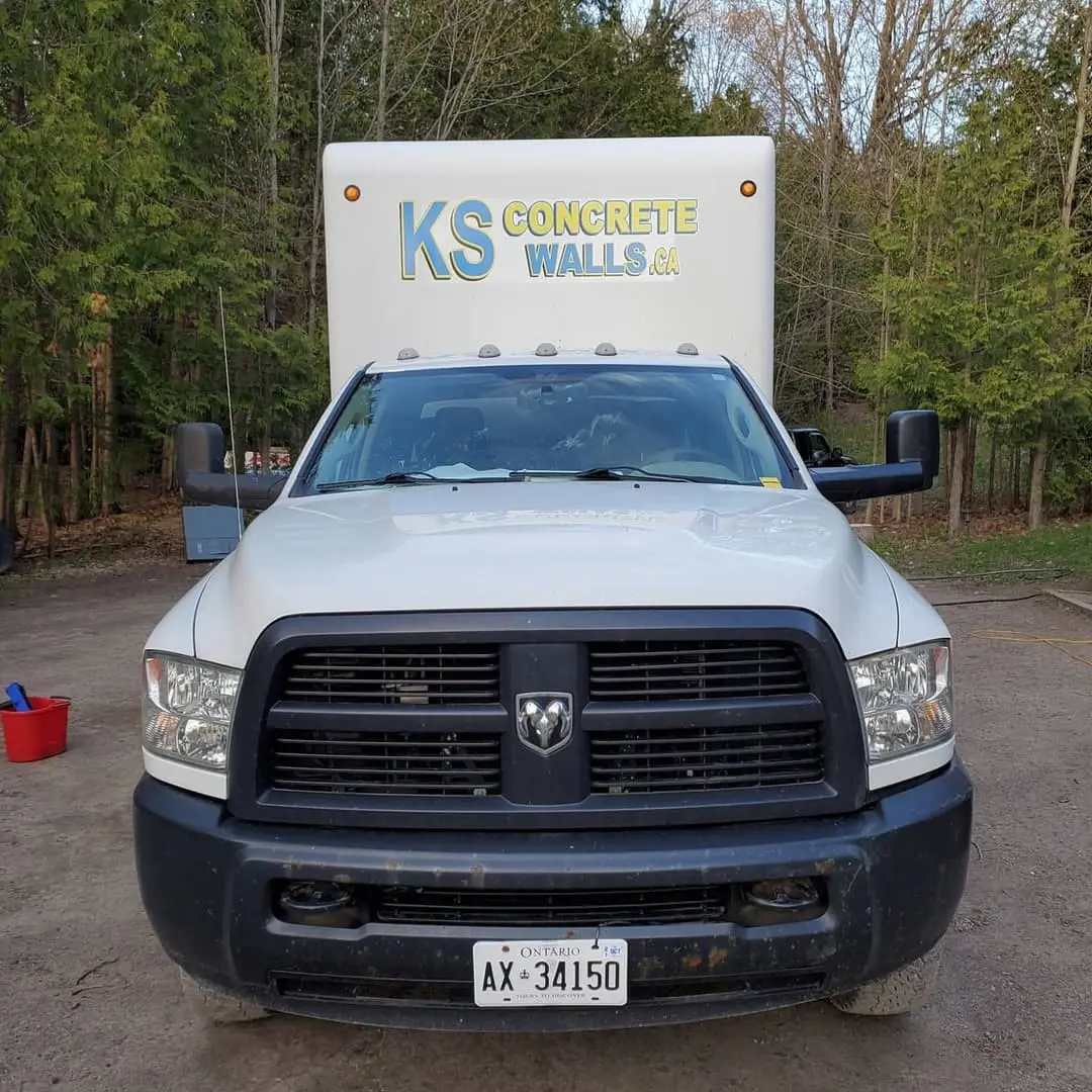 KS Concrete Walls trucks with lettering