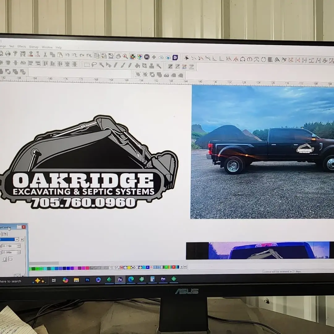 Oakridge logo on the design screen and cut on the vinyl plotter