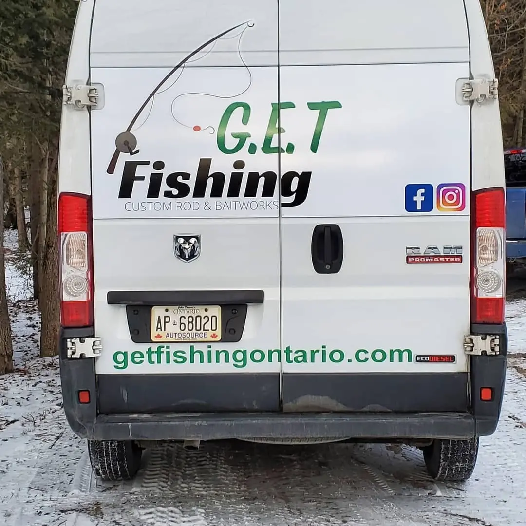 Van lettered for C.E.T Fishing