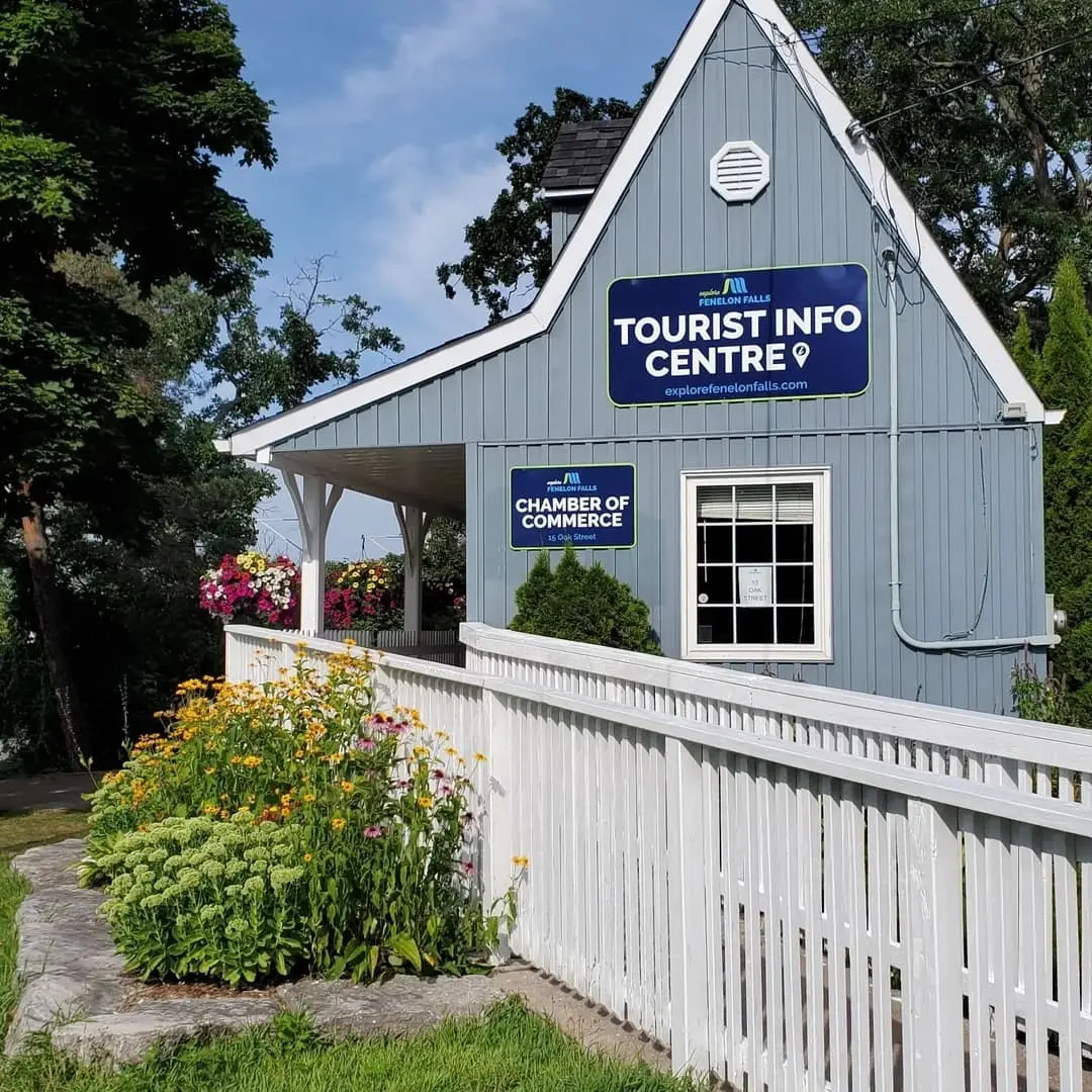 Tourist info centre sign for the Fenelon Falls Chamber of Commerce