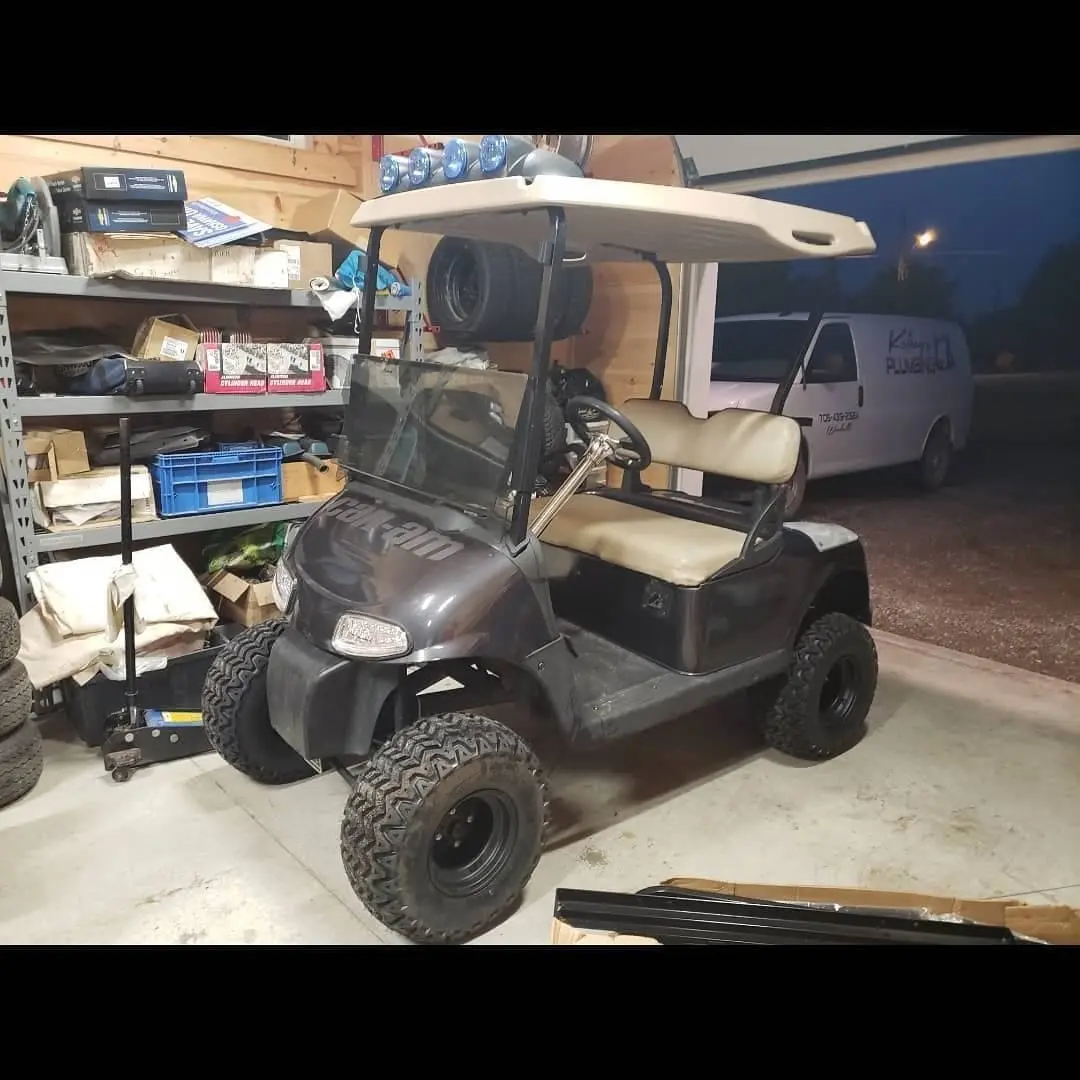Golf cart wrapped in blue