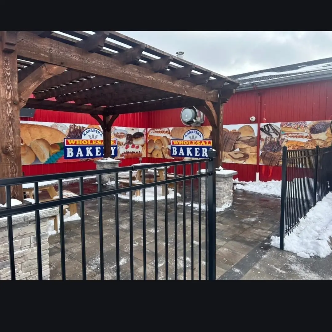Bakery patio wrapped in printed graphics