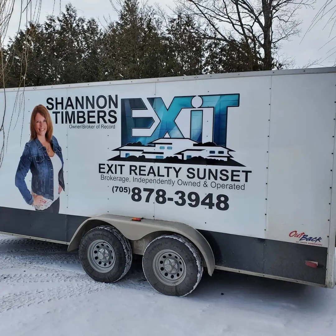 Enclosed trailer wrapped for EXIT Realty Sunset